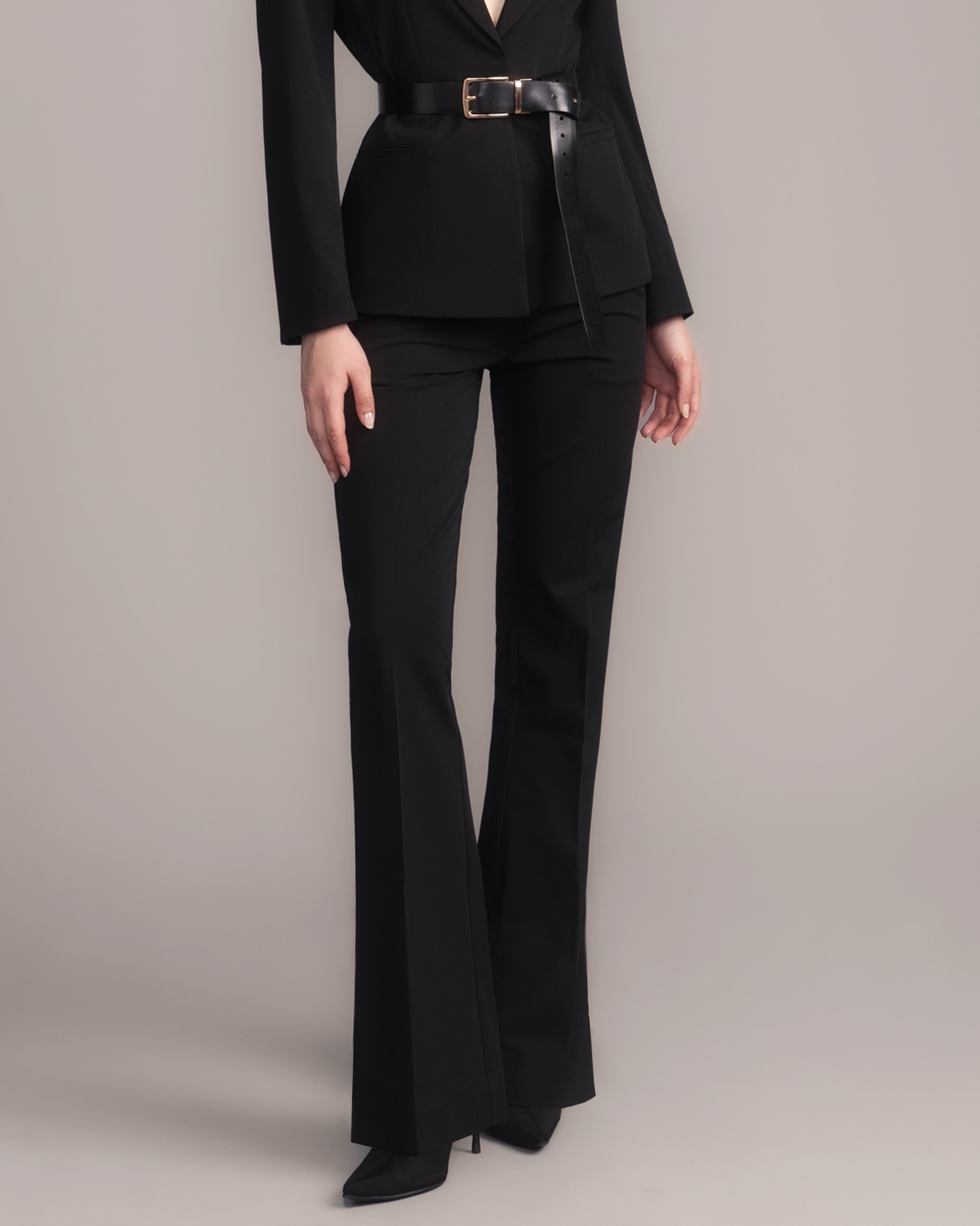 Gabardine Fit-and-Flare Trousers