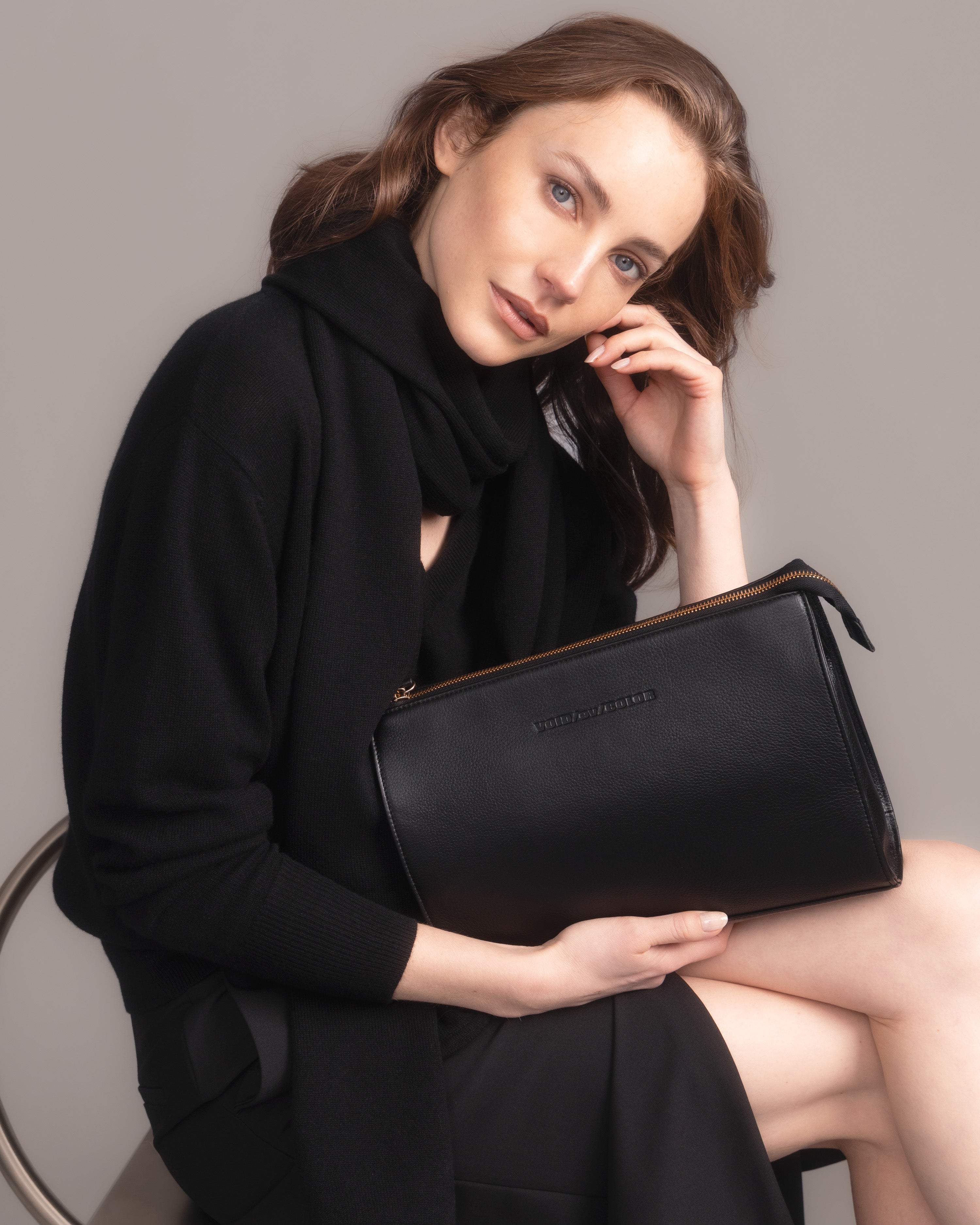 Leather Zip Clutch