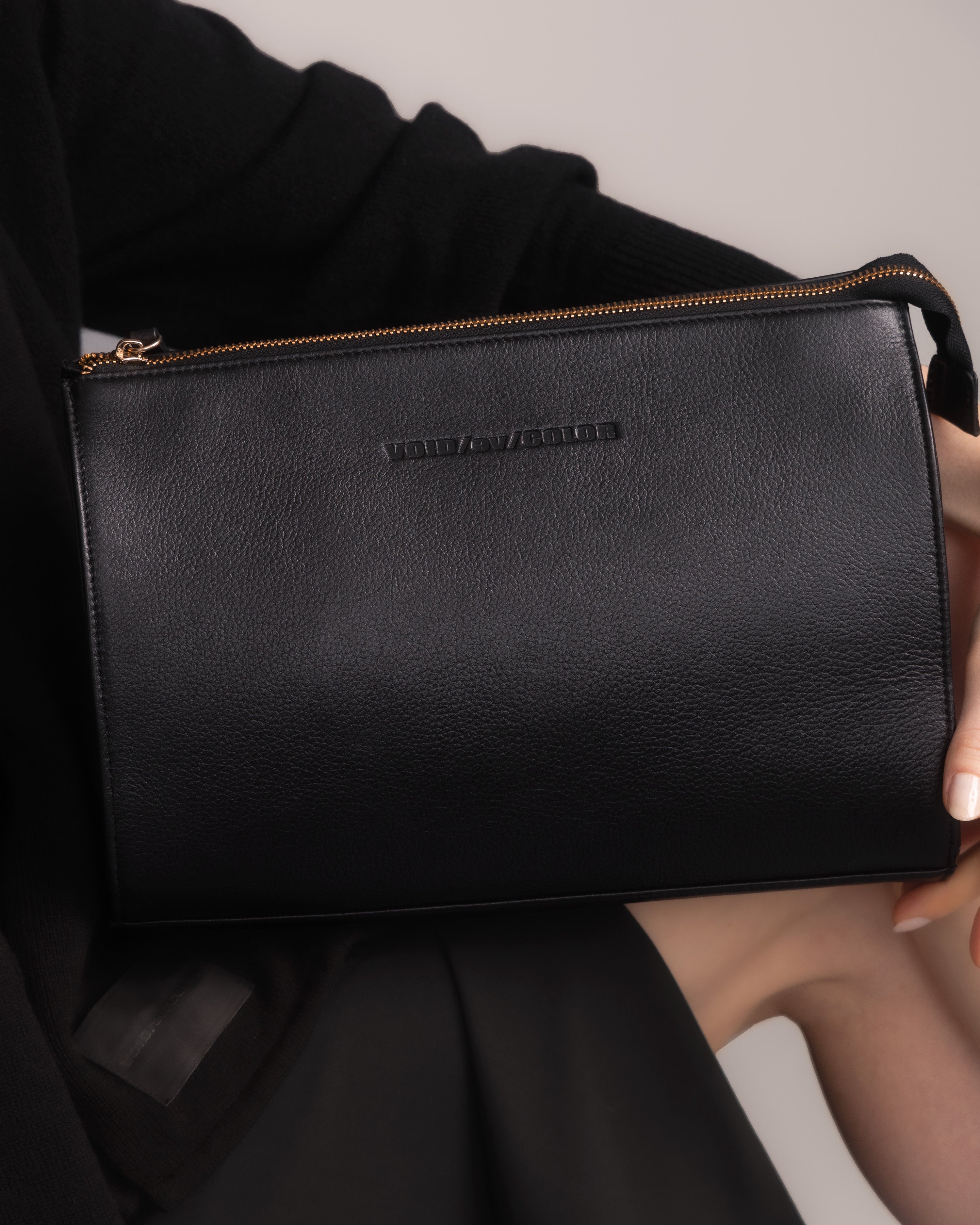 Leather Zip Clutch