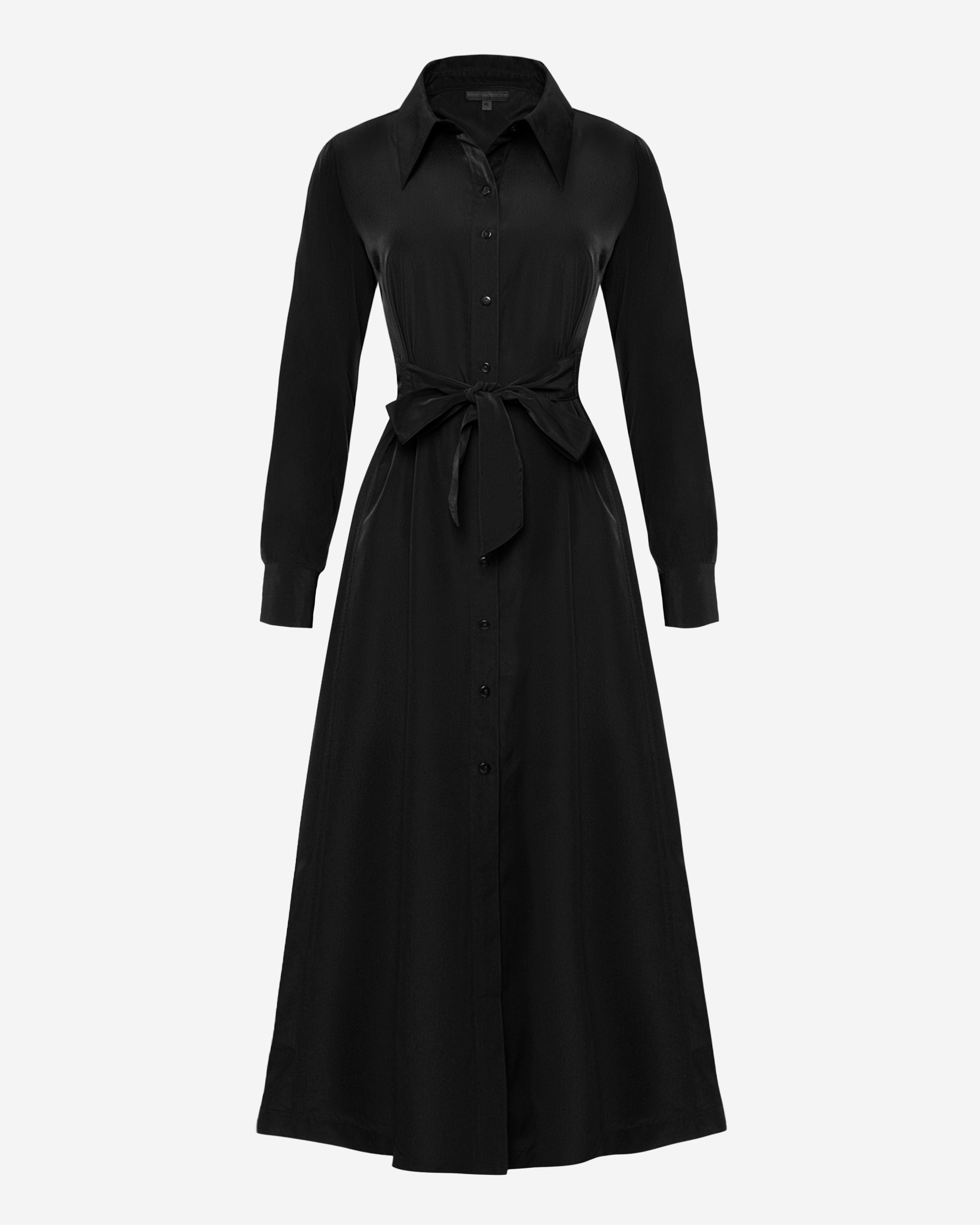 Crepe Maxi Shirt Dress