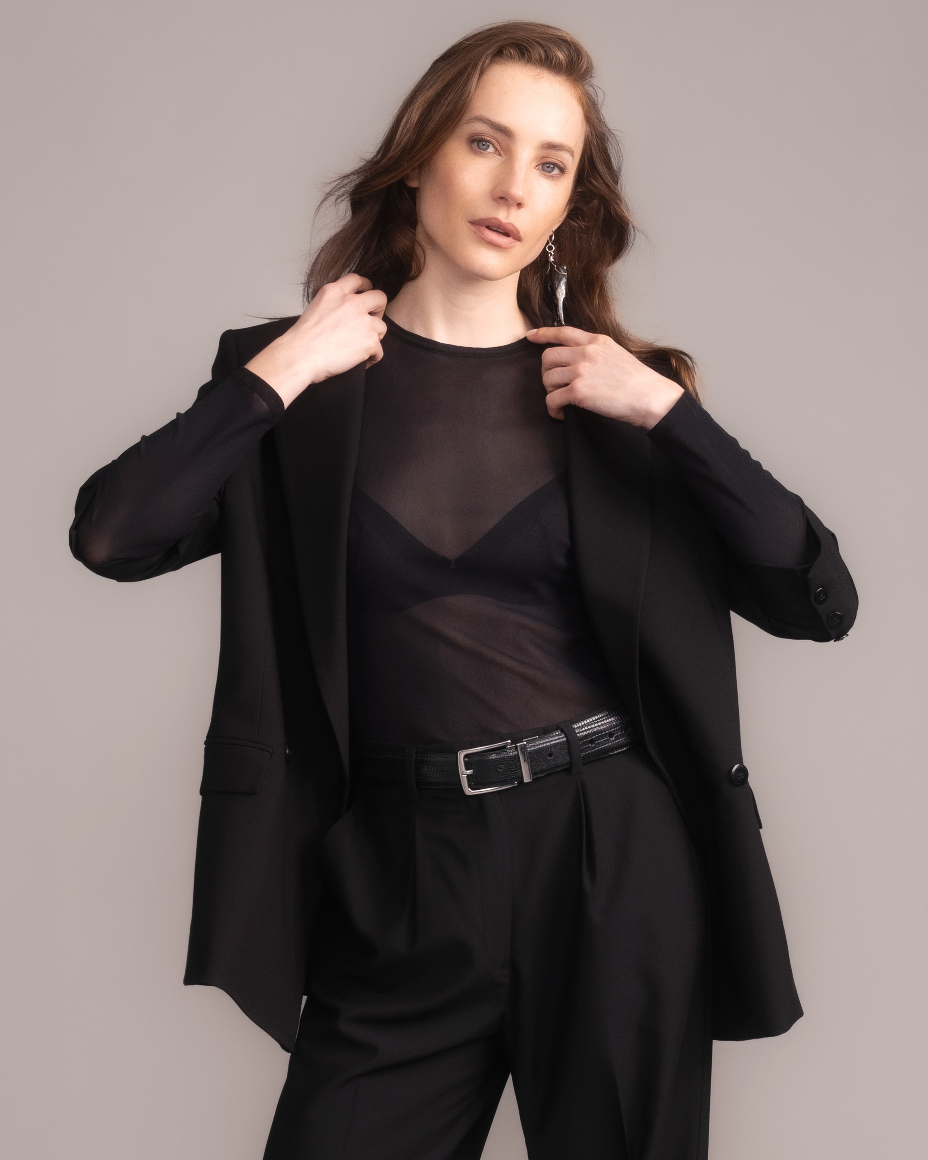 Sheer Mesh Long-Sleeve Top