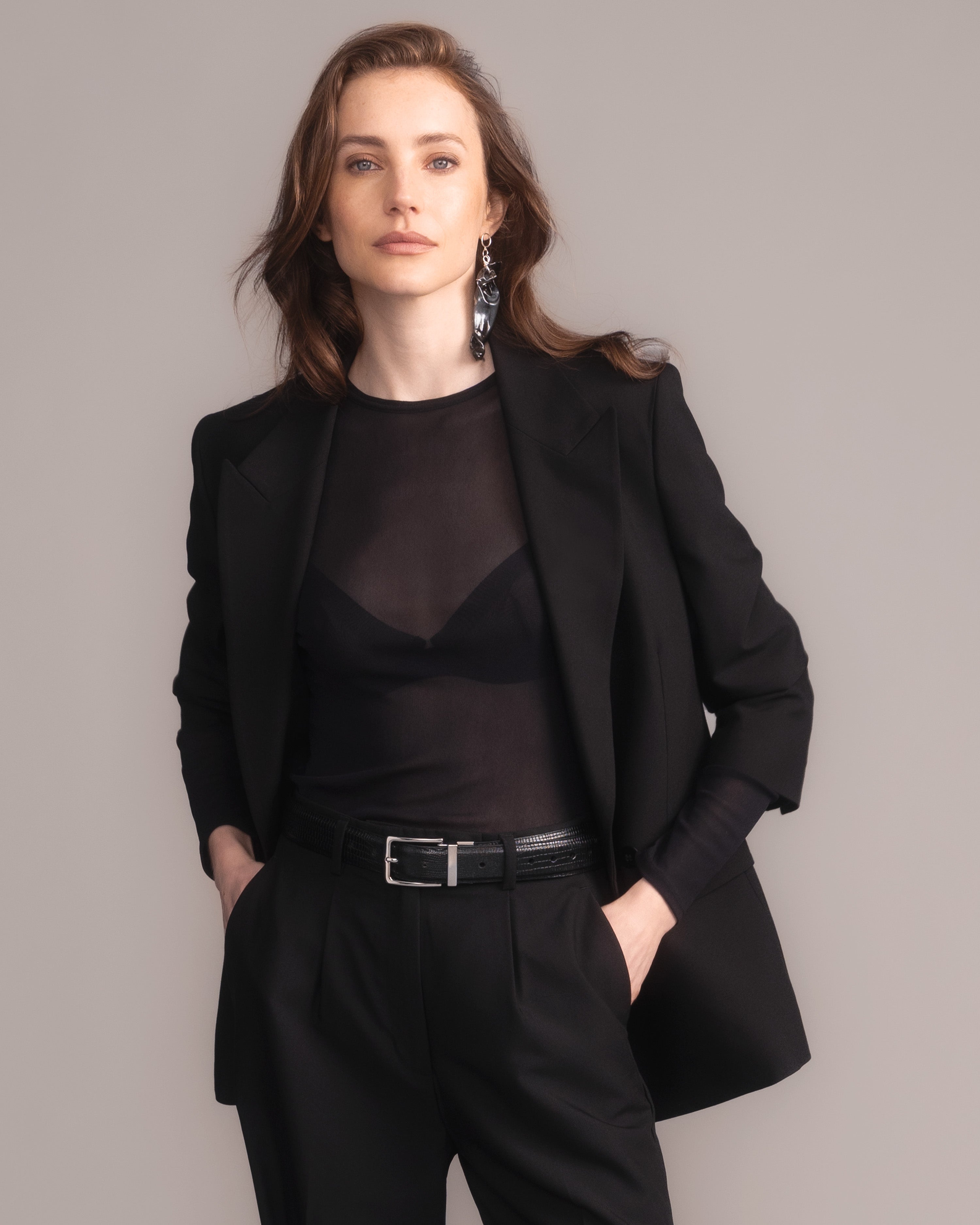 Sheer Mesh Long-Sleeve Top