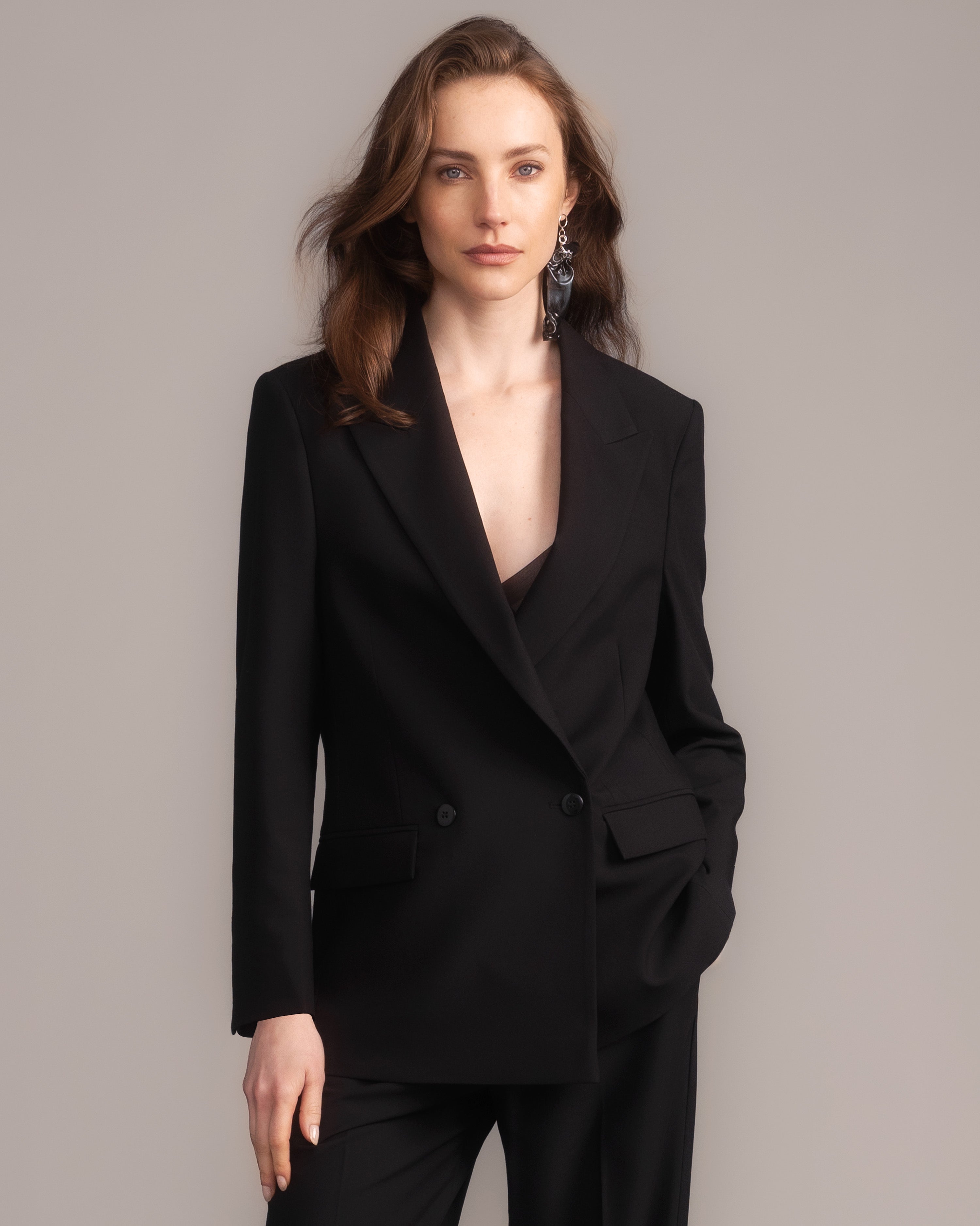 Gabardine Oversized Double-Breasted Blazer