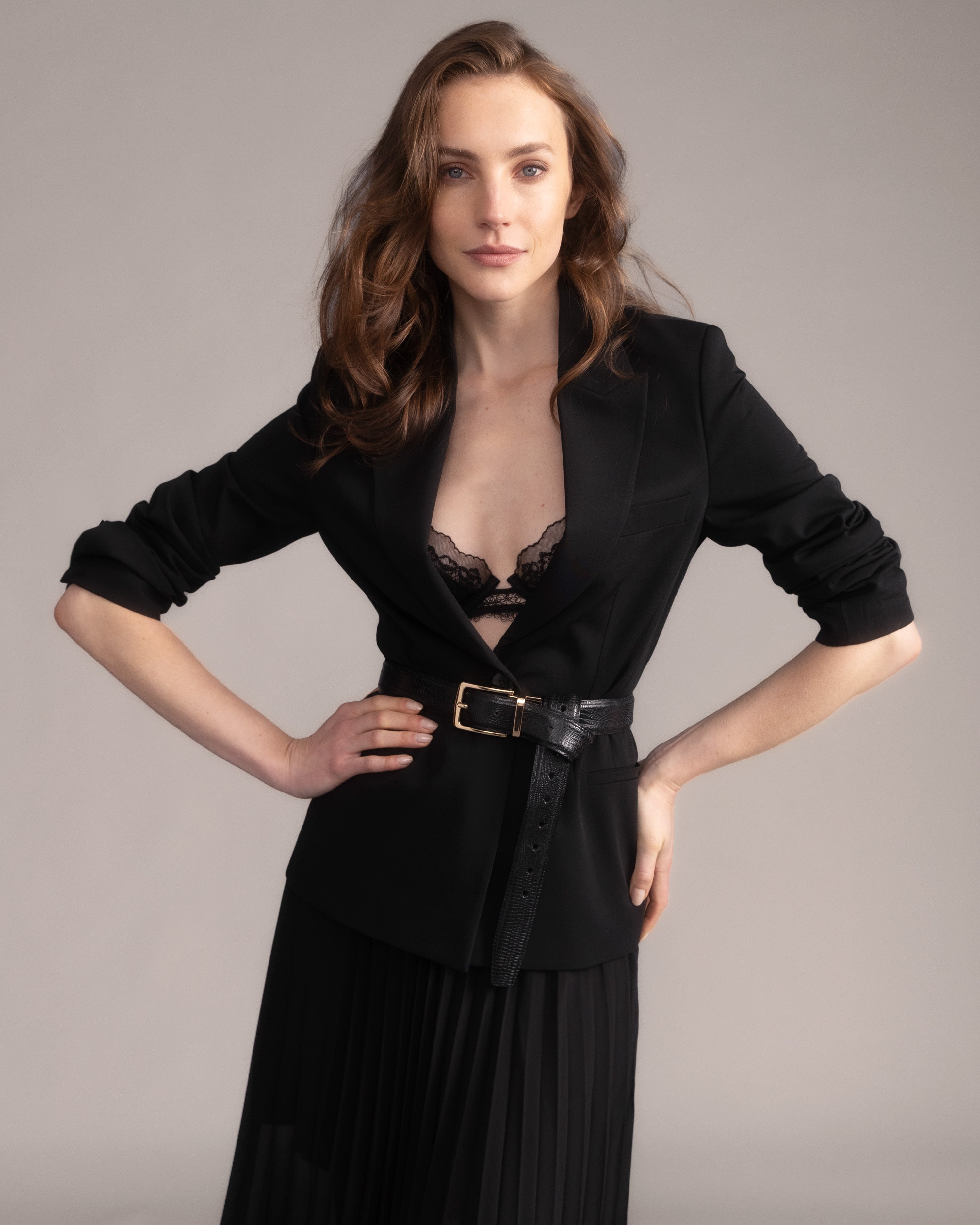 Gabardine Fitted Single-Breasted Blazer