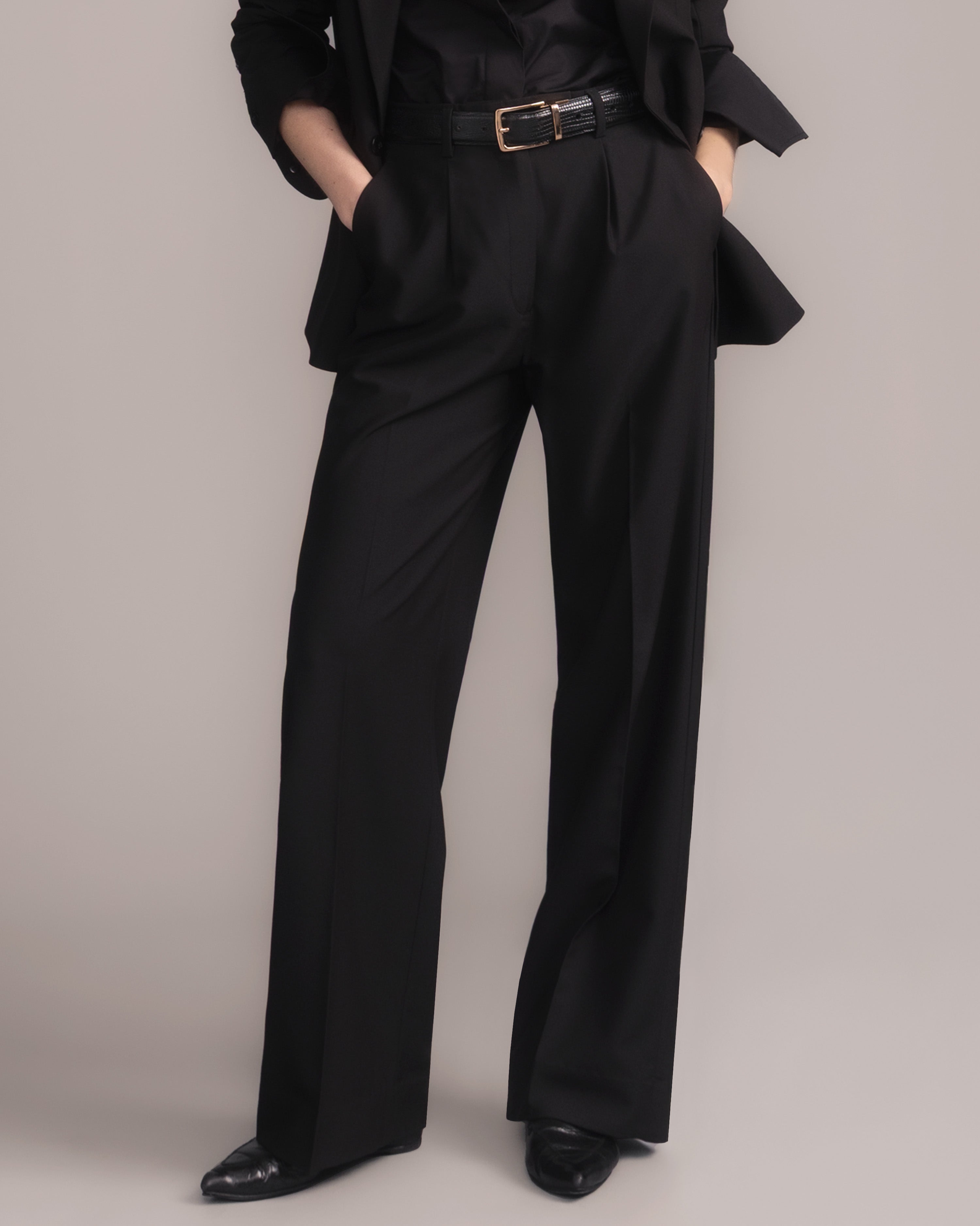 Gabardine Oversized Wide-Leg Trousers