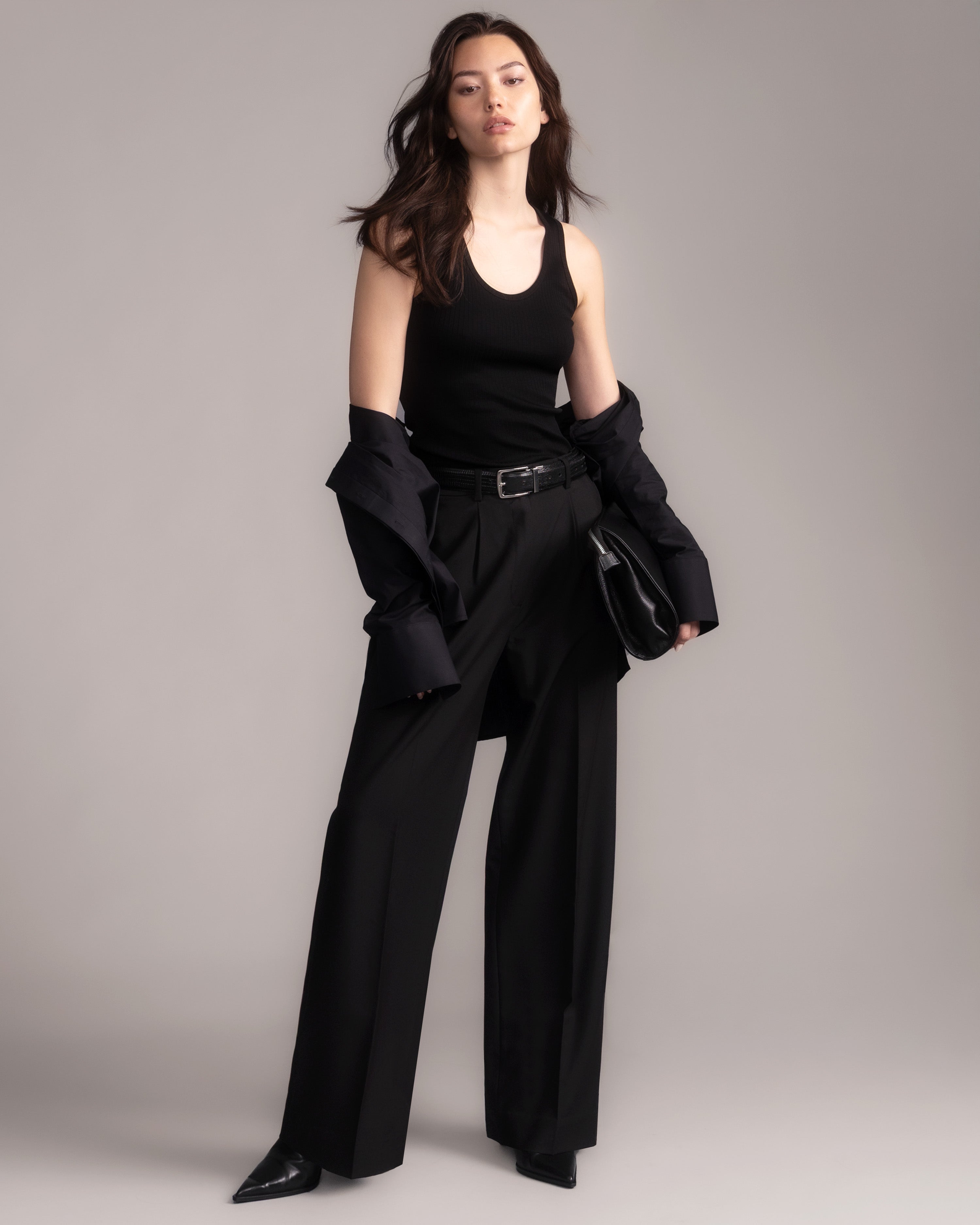 Gabardine Oversized Wide-Leg Trousers