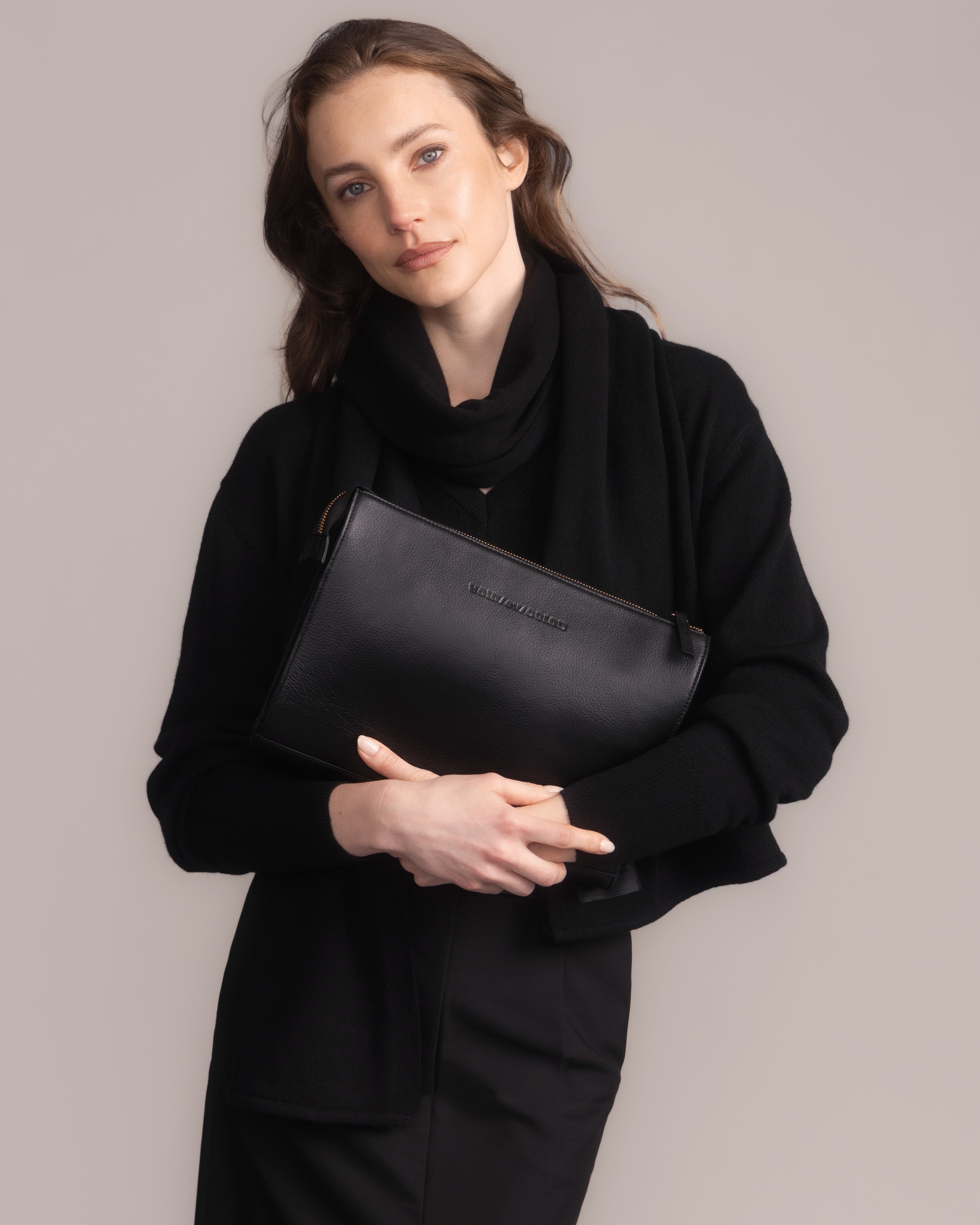 Leather Zip Clutch