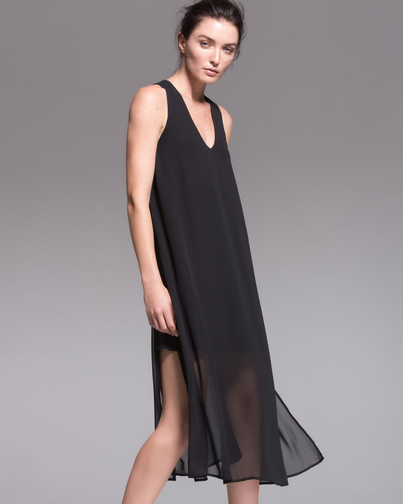 Chiffon Overlay Maxi Dress