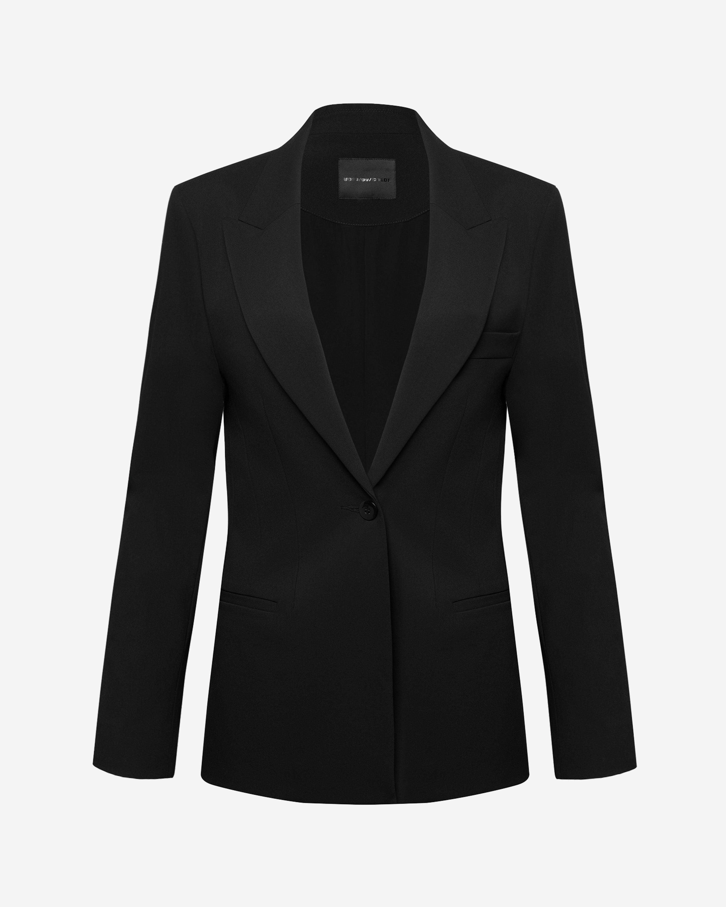Gabardine Fitted Single-Breasted Blazer